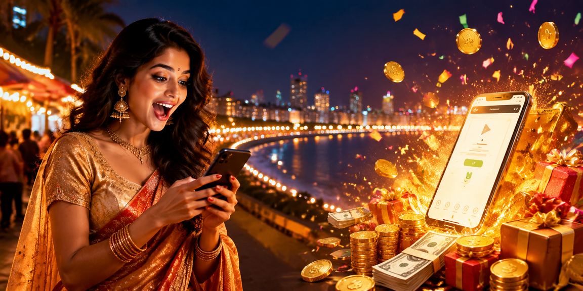Night market in Mumbai featuring vibrant activities and neon lights